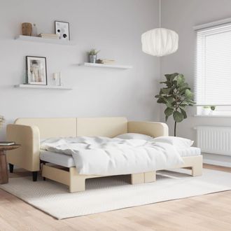 vidaXL Vidaxl - Sof&aacute; Cama Nido Con Colch&oacute;n Tela Crema 90x200 Cm