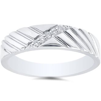 Pompeii3 Mens Diamond 14K White Gold Wedding Ring Size Selectable