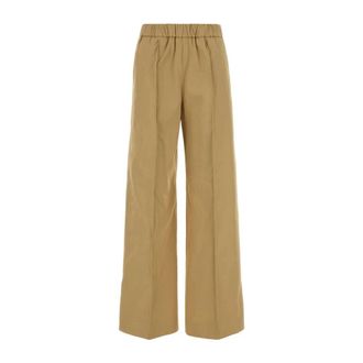 Jil Sander Broeken 05 AW 30 - Dames - Wijde Broeken - Beige - S - Katoen - Broeken