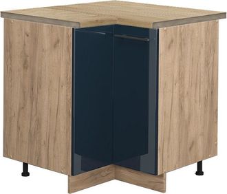 Vicco Armario De Esquina Fame-line, Azul Oscuro Alto Brillo, 80.5 Cm, Et Roble