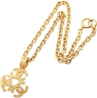 Chanel 1994 Gold Plated Triple CC Pendant Necklace costume necklace - Oro