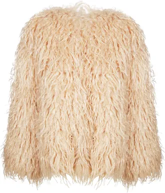 Forte_Forte Short Kimono-Inspired Jacket In Eco-Friendly Mongolian Faux Fur