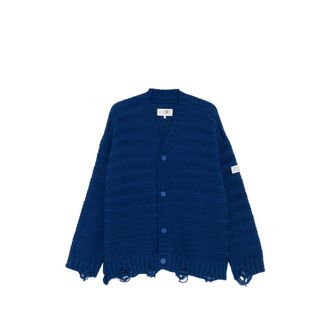 Maison Margiela Distressed Horizontal-stripe Cardigan