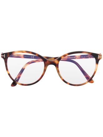 Tom Ford Eyewear FT5742B round-frame glasses - women - Acetate - 53 - Brown