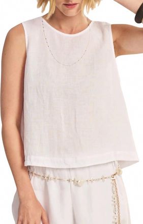 Velvet Maxine Linen Top In White