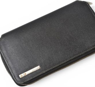 Cartier Black Leather Long Wallet (Bi-Fold) (Pre-Owned)