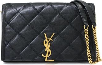 Saint Laurent Black Leather Chain/Shoulder Wallet (Pre-Owned)
