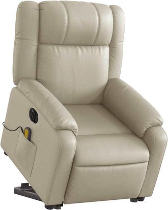 vidaXL Vidaxl - Sill&oacute;n De Masaje Elevable El&eacute;ctrico Cuero Sint&eacute;tico Crema