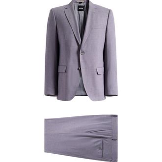 BOSS Huge Medium Purple M&eacute;lange Wool Suit at Nordstrom, Size 46 Regular