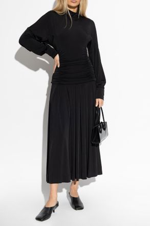 Ganni Draped Dress, Womens, Black