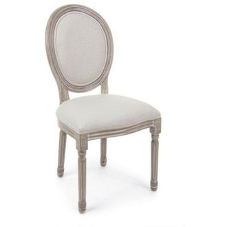 BIZZOTTO 2x Silla Blanca Natural Tapizada En Tela De Estilo Cl&aacute;sico