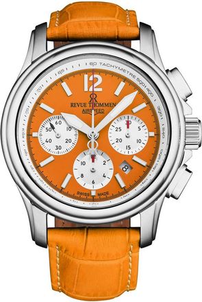 Revue Thommen Air Speed Chronograph Automatic Orange Dial Mens Watch 16041.6339
