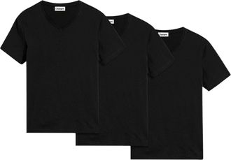 Bonprix T-Shirt BONPRIX T-Shirt mit V-Ausschnitt (3er Pack), Herren, Gr. 60/62 (XXL), schwarz (schwarz, schwarz, schwarz), Obermaterial: 100% Baumwolle, regul