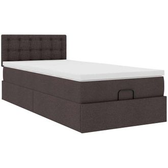 vidaXL Estructura Cama Otomana Colch&oacute;n Tela Marr&oacute;n Oscuro 90x190 Cm Vidaxl