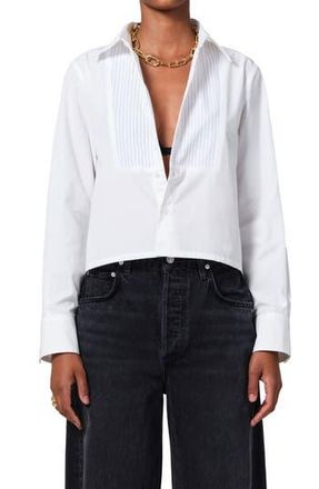 Citizens Of Humanity Fino Boxy Crop Cotton Tuxedo Shirt in White at Nordstrom Rack, Size Medium