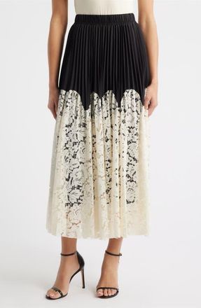 Nikki Lund Renly Pleated Lace Skirt in Ivory at Nordstrom, Size X-Small