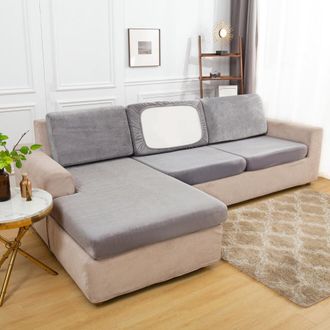 OEM Funda El&aacute;stica Para Coj&iacute;n De Sof&aacute;, Apta Para Sof&aacute;s Seccionales En Forma De L, Tama&ntilde;o Extragrande, Con Banda El&aacute;stica En La Parte Inferior, Color Gris 