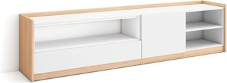 Skraut Home Skraut Home - Mueble Tv, Televisi&oacute;n, 207x37x50cm, Para Tv Hasta 80, Blanco Y Roble Soft