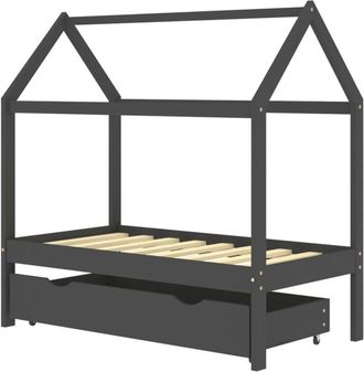 vidaXL Estructura de cama infantil y cajón madera pino gris 70x140cm vidaXL