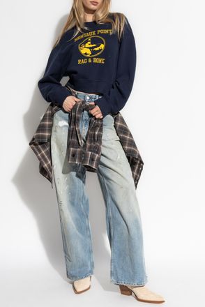 Rag & Bone Sweatshirt With Print, Womens, Navy Blue