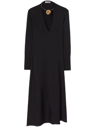Jil Sander Jurk met sieraden hals - Zwart