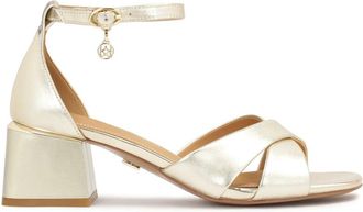 Kazar Klassieke sandalen op een lage paal in gouden kleur - Dames - Sandalen met hakken - Geel - 36 EU - Leer - Schoenen