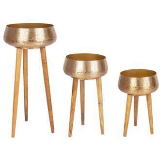 BIZZOTTO Porta Vaso Metallo Nero Stile Industriale da Interno - ROMAN - Colore: Oro
