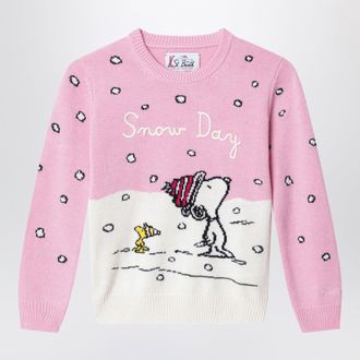 MC2 Saint Barth Pink Snoopy and Woodstock intarsia sweater in wool blend