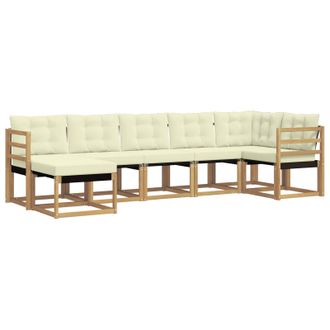 vidaXL Conjunto De Sof&aacute;s De Exterior Con Coj&iacute;n 7 Pcs Blanco Y Crema Vidaxl