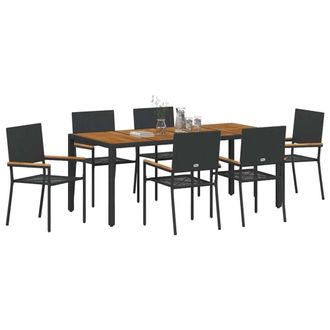 Berkfield Home Modern 7 Piece Garden Dining Set Black Poly Rattan