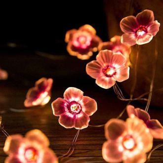 OEM Guirnalda De Luces Con Dise&ntilde;o De Flores De Cerezo: 10 Led, Dise&ntilde;o De Flor De Sakura, Ideal Para Fiestas, Bodas, Cumplea&ntilde;os Y Para Crear Un Ambiente M&aacute;