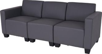 Hhg Sof&aacute; Modular 3 Plazas Lyon, Polipiel, Gris Oscuro