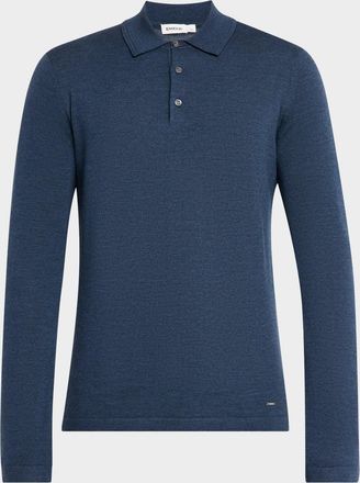 SIMKHAI Mens Reynolds Wool Long-Sleeve Polo Shirt