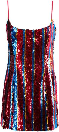 Halpern Red Striped Sequin Mini Dress Size XS