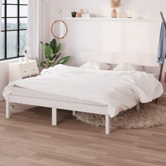 vidaXL Bed Frame without Mattress White Solid Wood Pine Double Vidaxl