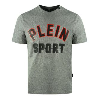 Plein Sport Mens Block Logo Grey T-Shirt Cotton - Size X-Large
