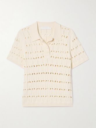 Zimmermann Polo Cut-out In Maglia Pointelle Rhiannon - Crema