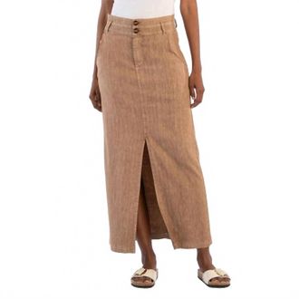 Kut from the Kloth Frieda Front Slit Skirt In Wood