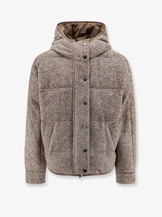 Brunello Cucinelli Reversible Down Jaket In Wool And Silk