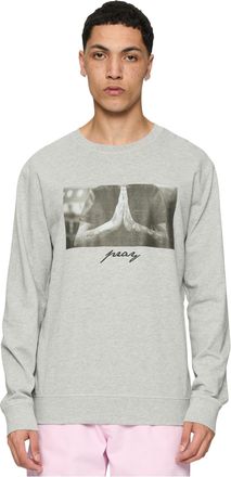 Mister Tee Mens Pray Crewneck Sweatshirt, Grey, XL