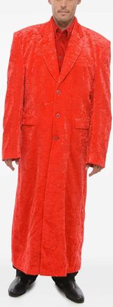 VETEMENTS velvet single-breasted coat - unisex - Polyester/Elastane - S - Red