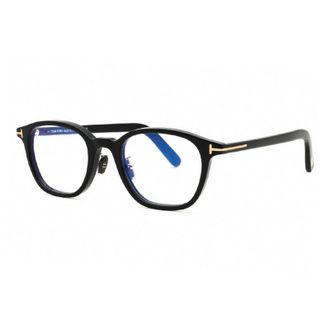 Tom Ford Eyeglasses Round Full Rim, Transparent Yellow Frame And Clear Blue Light Block Lens Ft5858-D-B039