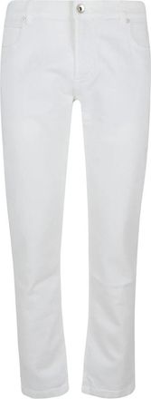 Eleventy Witte Daisy Emblem Jeans - Heren - Slim Fit Jeans - Wit - W31 - Katoen - Jeans