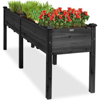 Best Choice Products 72x23x30in Raised Garden Bed, Elevated Wood Planter Box for Patio w/ Divider Panel