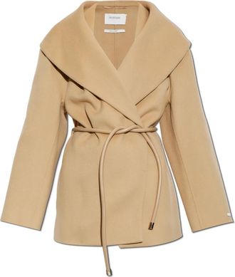 Sportmax Uguale Short Wool Coat - Dames - Jas met riem - Beige - XS - Wol - Jassen