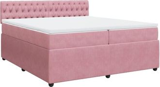 vidaXL Cama Box Spring Con Colch&oacute;n Terciopelo Rosa 200x200 Cm Vidaxl