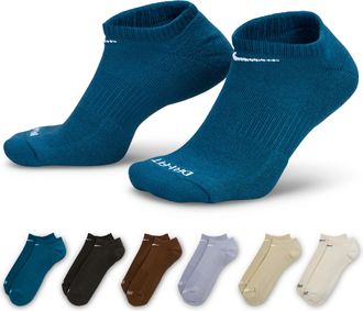 Nike Mens Everyday Plus Cushioned Training No-Show Socks (6 Pairs) in Multicolor | SX6898-970
