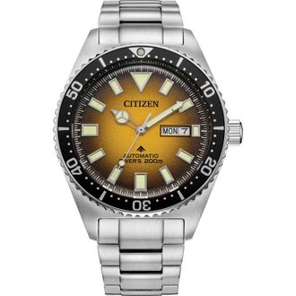 Citizen Promaster Marine Bracelet Strap Automatic Diving Watch, 41mm in Silver/Yellow at Nordstrom Rack