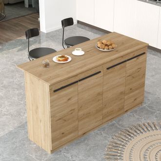 Dmora Isla De Cocina Fossalto, Mueble Despensa 2 Estantes, 4 Compartimentos, 4 Puertas, 160x60x90h Cm Marr&oacute;n Roble
