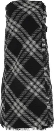 Burberry Geborduurd wollen jurk - Dames - Feestkleedjes - Zwart - 2XS - Wol - Kleedjes